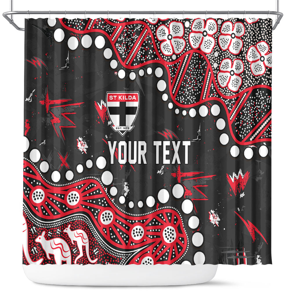 Personalized St Kilda Saints Shower Curtain Aboriginal Pattern with Graffiti Style