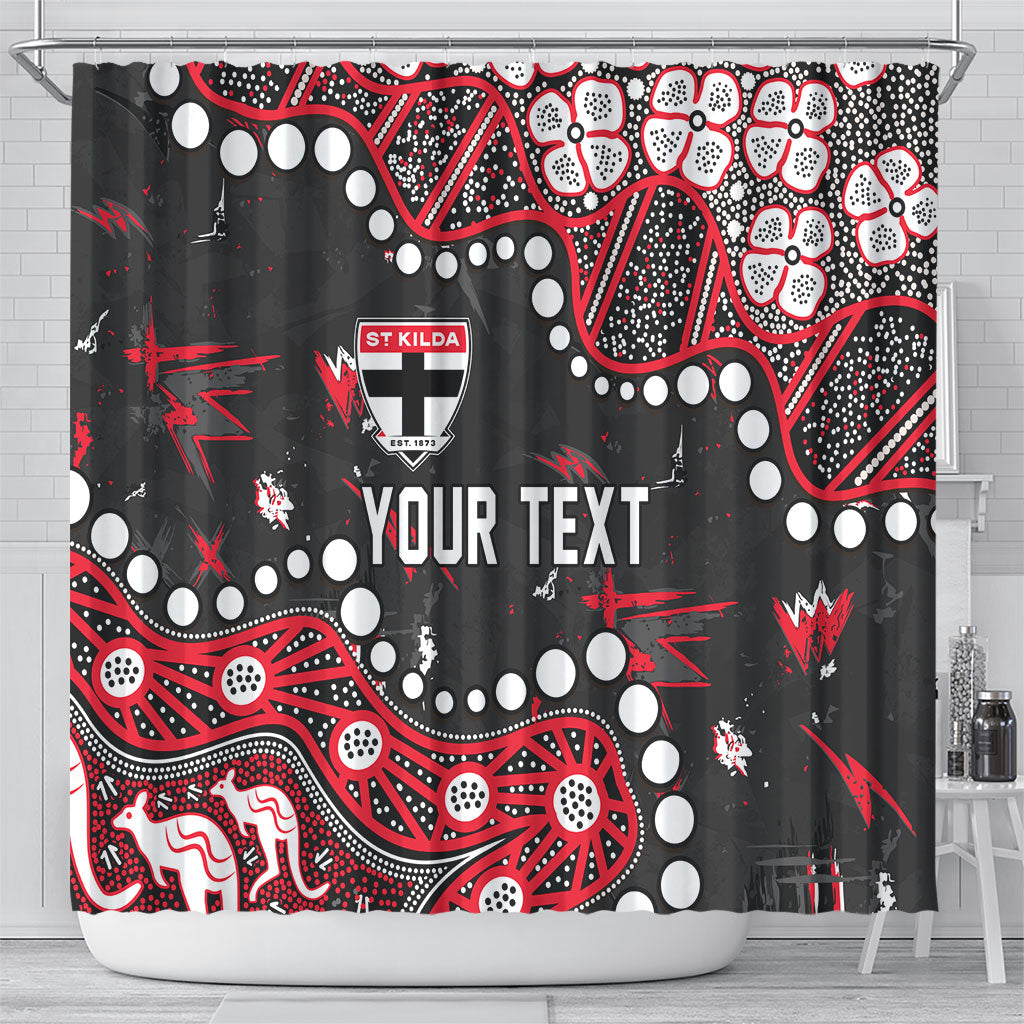 Personalized St Kilda Saints Shower Curtain Aboriginal Pattern with Graffiti Style