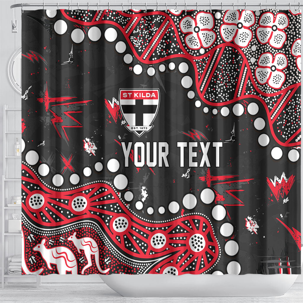 Personalized St Kilda Saints Shower Curtain Aboriginal Pattern with Graffiti Style