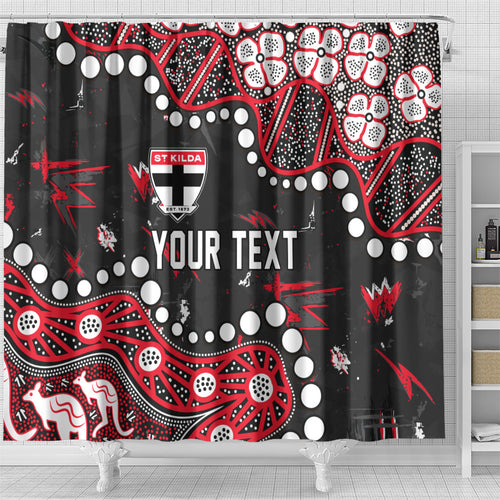 Personalized St Kilda Saints Shower Curtain Aboriginal Pattern with Graffiti Style