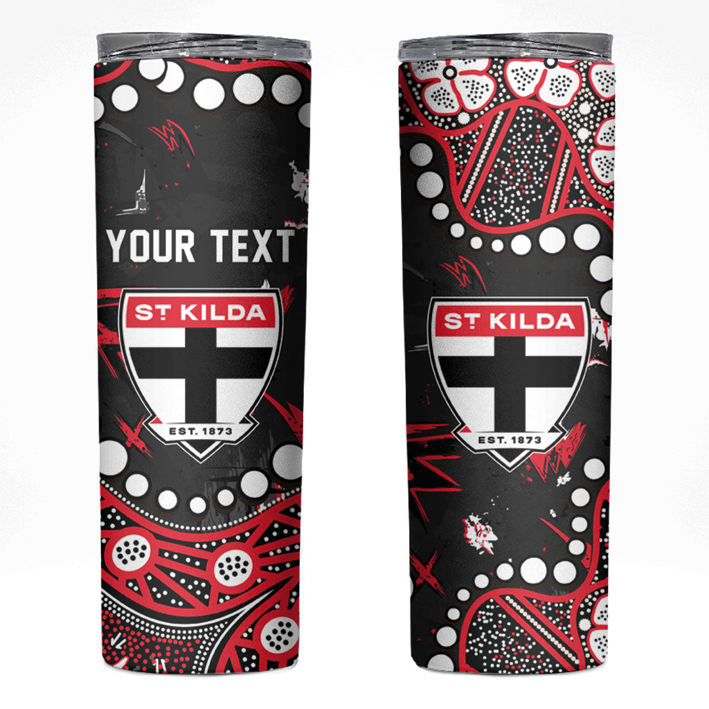 Personalized St Kilda Saints Skinny Tumbler Aboriginal Pattern with Graffiti Style