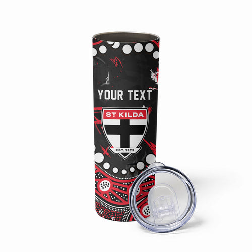 Personalized St Kilda Saints Skinny Tumbler Aboriginal Pattern with Graffiti Style