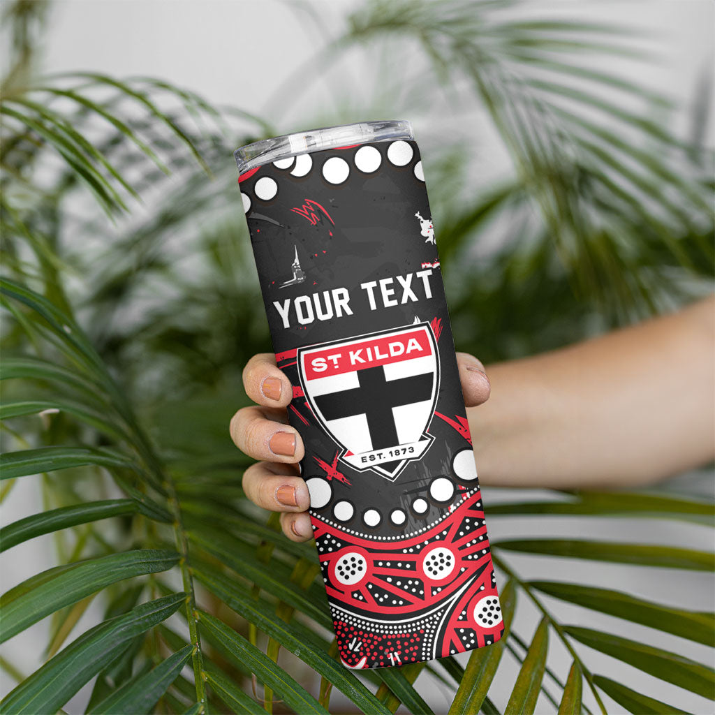 Personalized St Kilda Saints Skinny Tumbler Aboriginal Pattern with Graffiti Style