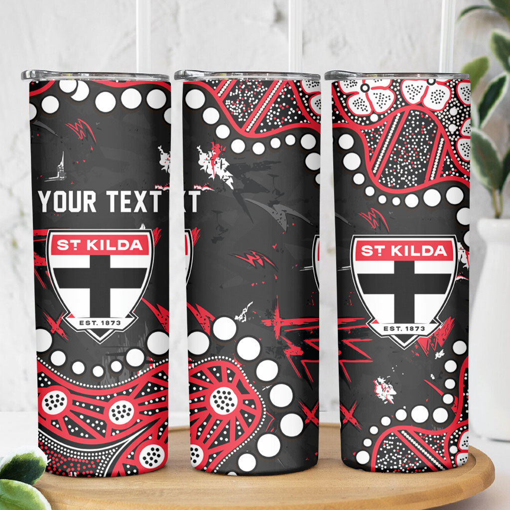 Personalized St Kilda Saints Skinny Tumbler Aboriginal Pattern with Graffiti Style