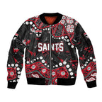 Personalized St Kilda Saints Sleeve Zip Bomber Jacket Aboriginal Pattern with Graffiti Style