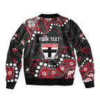 Personalized St Kilda Saints Sleeve Zip Bomber Jacket Aboriginal Pattern with Graffiti Style