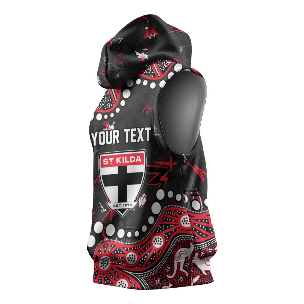 Personalized St Kilda Saints Sleeveless Hoodie Aboriginal Pattern with Graffiti Style