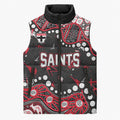 Personalized St Kilda Saints Sleeveless Puffer Jacket Aboriginal Pattern with Graffiti Style