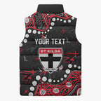 Personalized St Kilda Saints Sleeveless Puffer Jacket Aboriginal Pattern with Graffiti Style