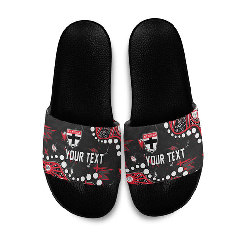 Personalized St Kilda Saints Slide Sandals Aboriginal Pattern with Graffiti Style