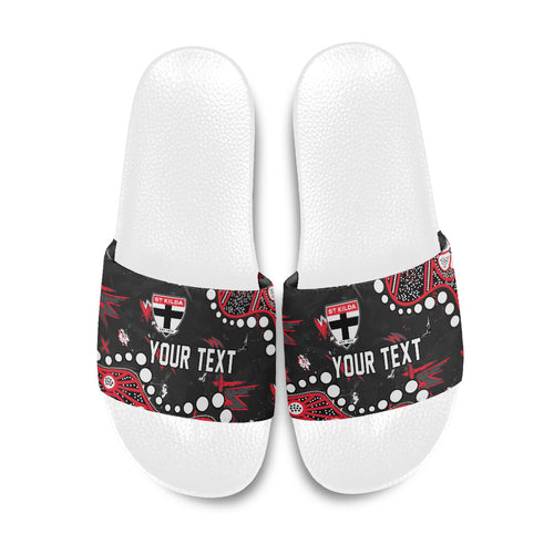 Personalized St Kilda Saints Slide Sandals Aboriginal Pattern with Graffiti Style
