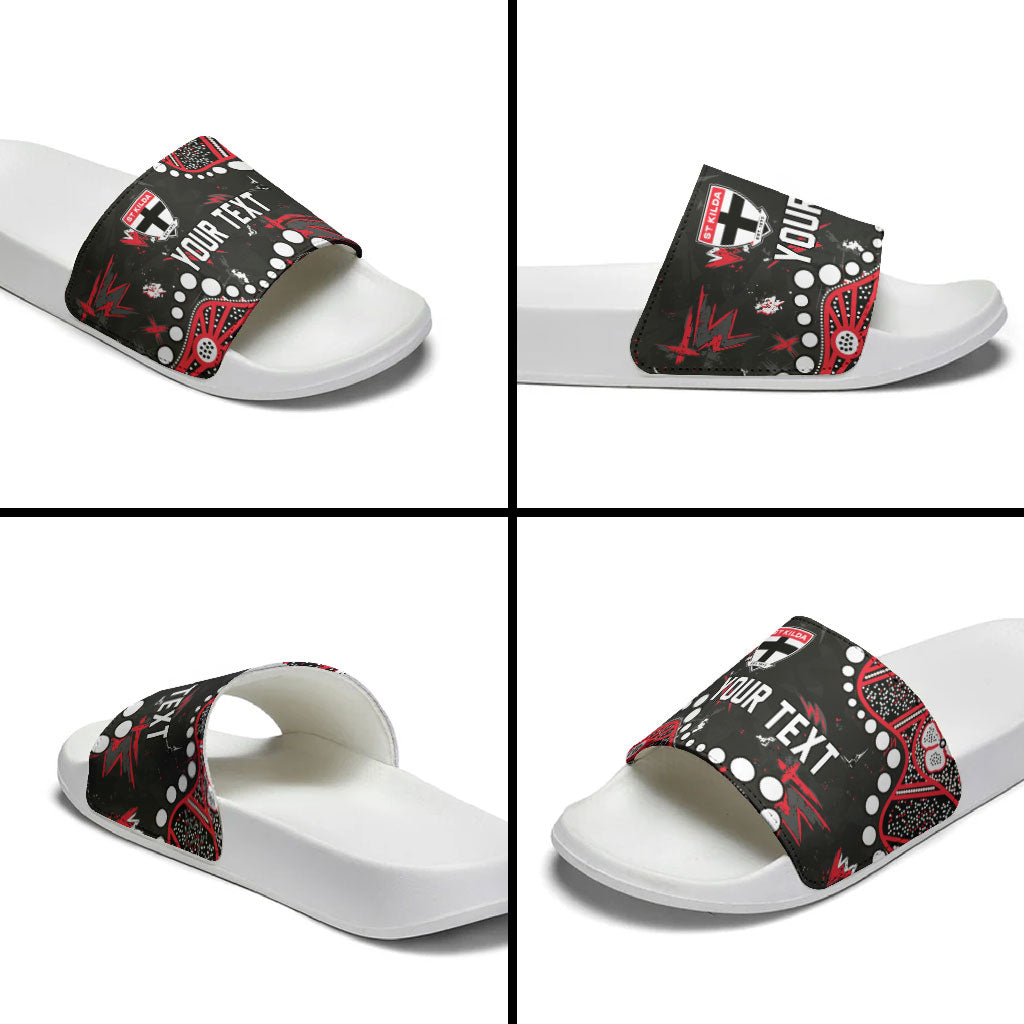 Personalized St Kilda Saints Slide Sandals Aboriginal Pattern with Graffiti Style