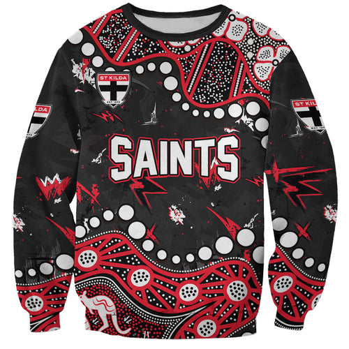 Personalized St Kilda Saints Sweatshirt Aboriginal Pattern with Graffiti Style