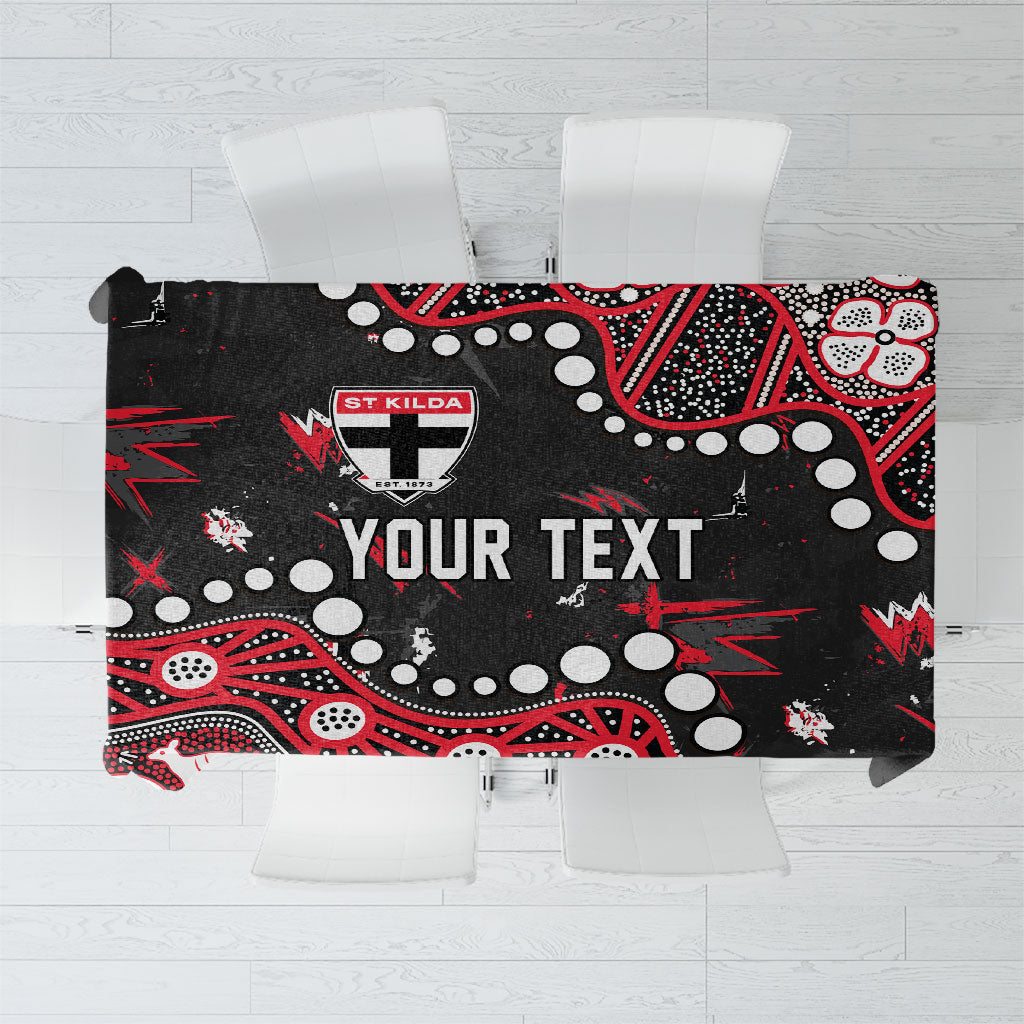 Personalized St Kilda Saints Tablecloth Aboriginal Pattern with Graffiti Style