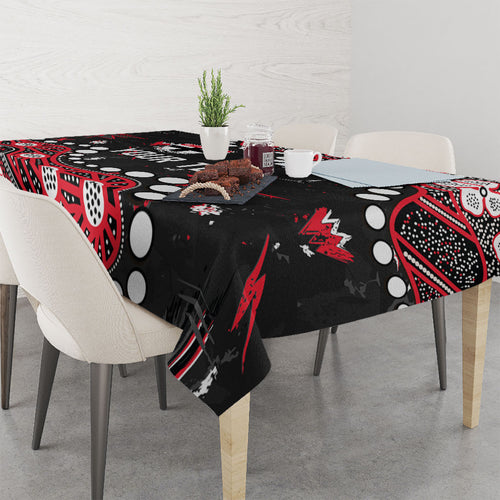 Personalized St Kilda Saints Tablecloth Aboriginal Pattern with Graffiti Style