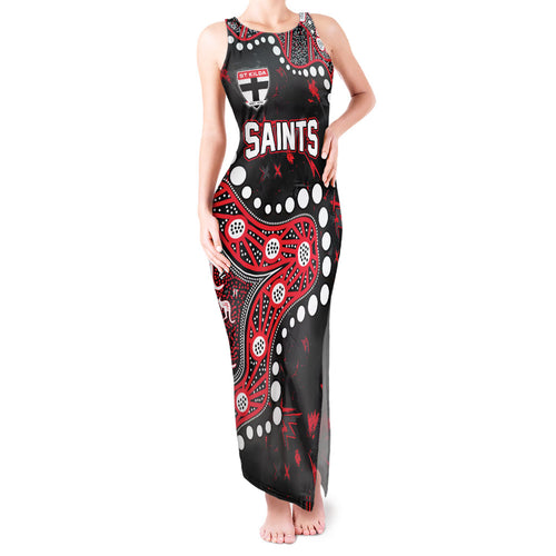 Personalized St Kilda Saints Tank Maxi Dress Aboriginal Pattern with Graffiti Style