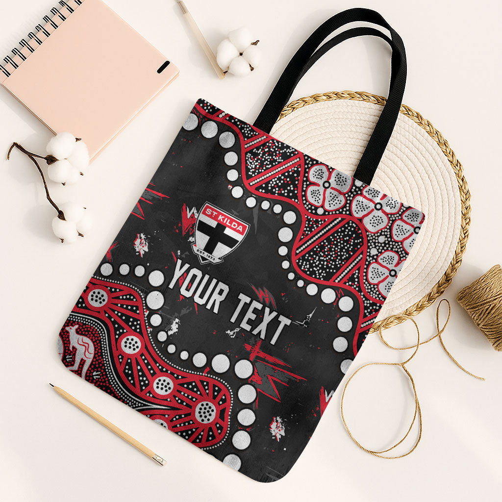 Personalized St Kilda Saints Tote Bag Aboriginal Pattern with Graffiti Style