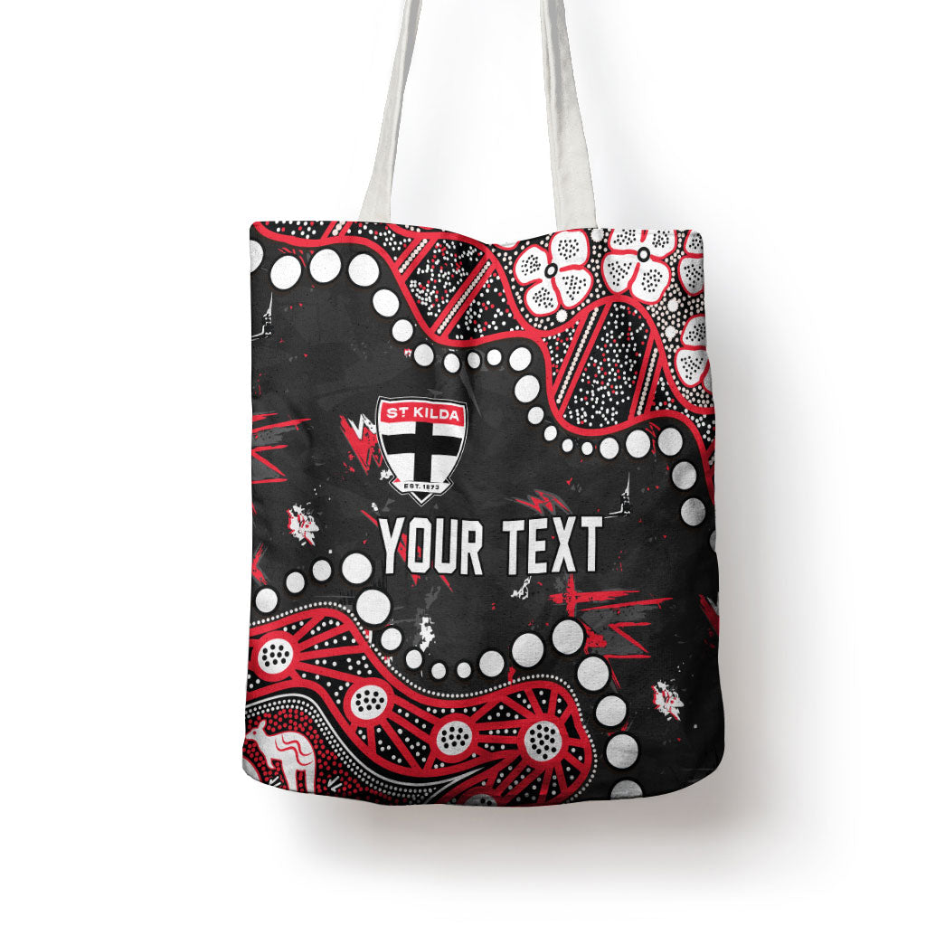 Personalized St Kilda Saints Tote Bag Aboriginal Pattern with Graffiti Style