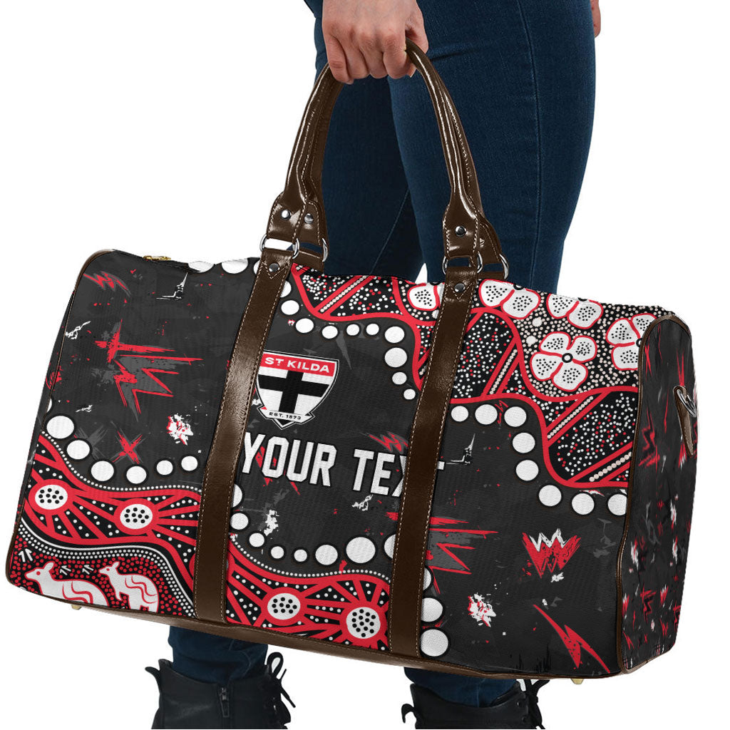 Personalized St Kilda Saints Travel Bag Aboriginal Pattern with Graffiti Style