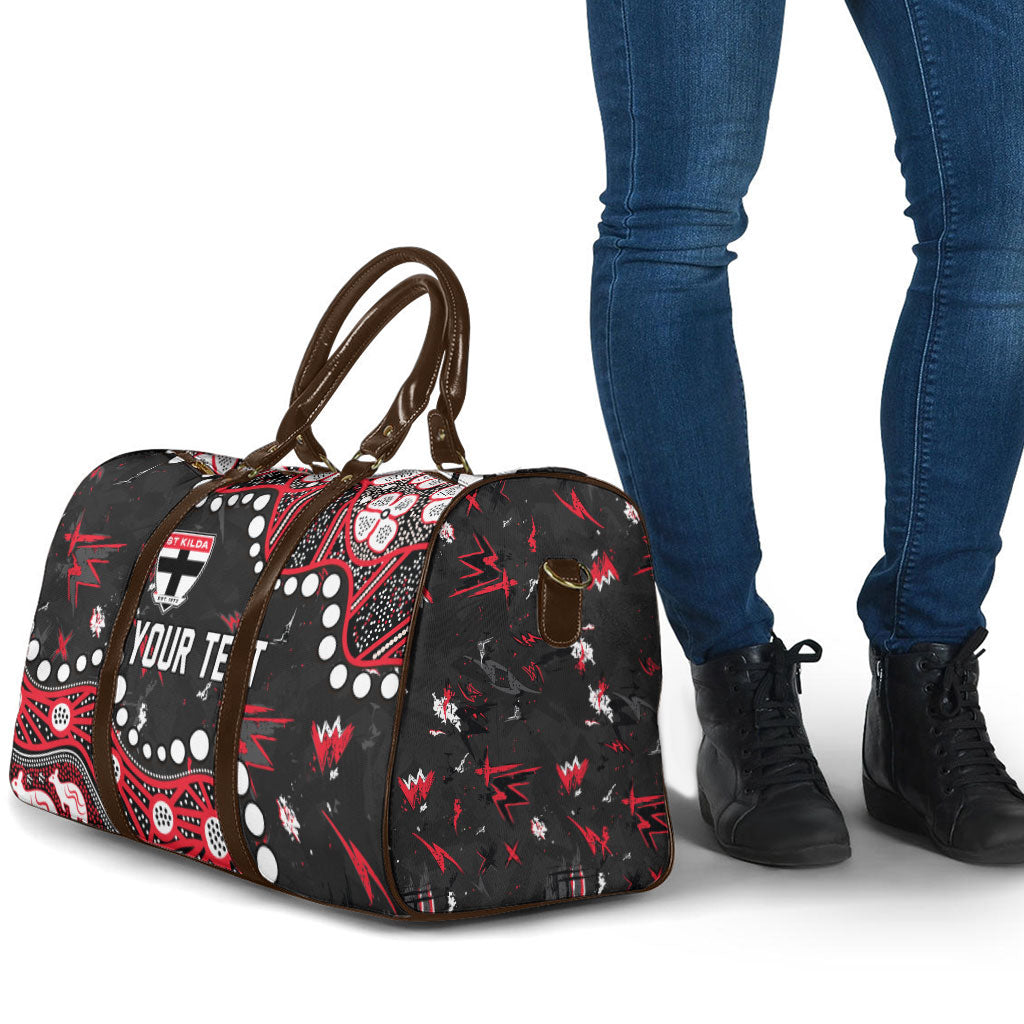 Personalized St Kilda Saints Travel Bag Aboriginal Pattern with Graffiti Style