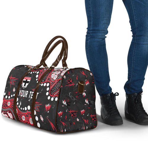 Personalized St Kilda Saints Travel Bag Aboriginal Pattern with Graffiti Style