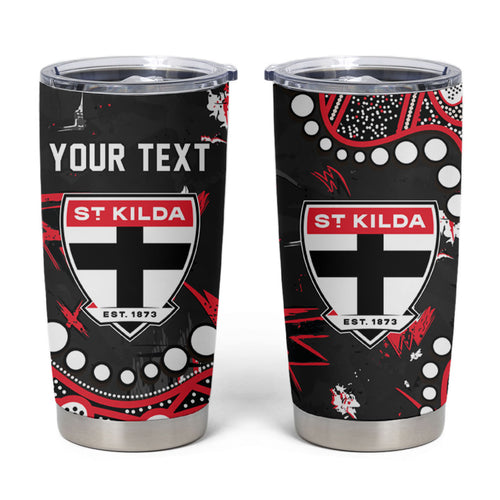 Personalized St Kilda Saints Tumbler Cup Aboriginal Pattern with Graffiti Style