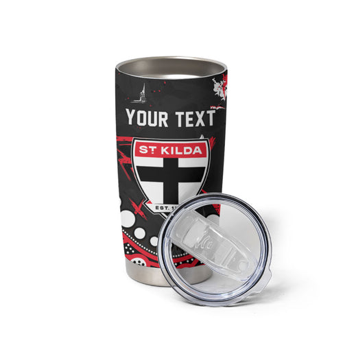 Personalized St Kilda Saints Tumbler Cup Aboriginal Pattern with Graffiti Style