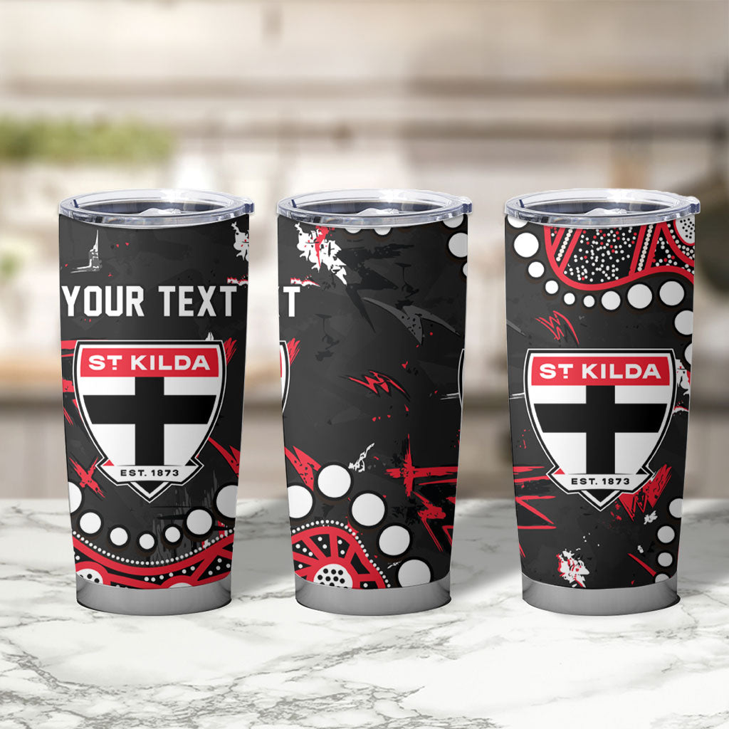 Personalized St Kilda Saints Tumbler Cup Aboriginal Pattern with Graffiti Style