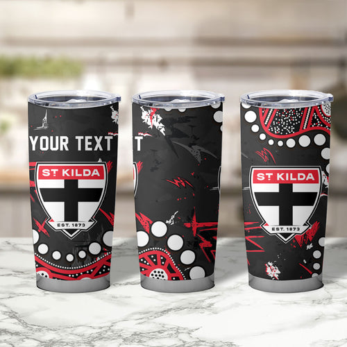 Personalized St Kilda Saints Tumbler Cup Aboriginal Pattern with Graffiti Style