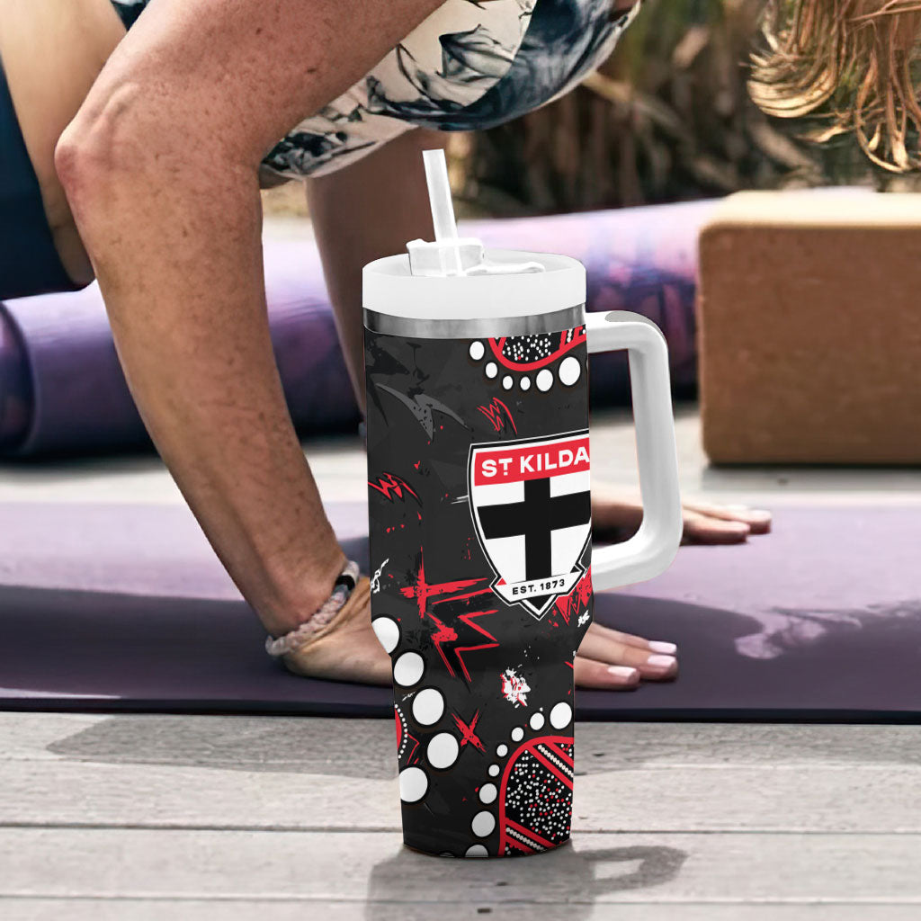Personalized St Kilda Saints Tumbler With Handle Aboriginal Pattern with Graffiti Style