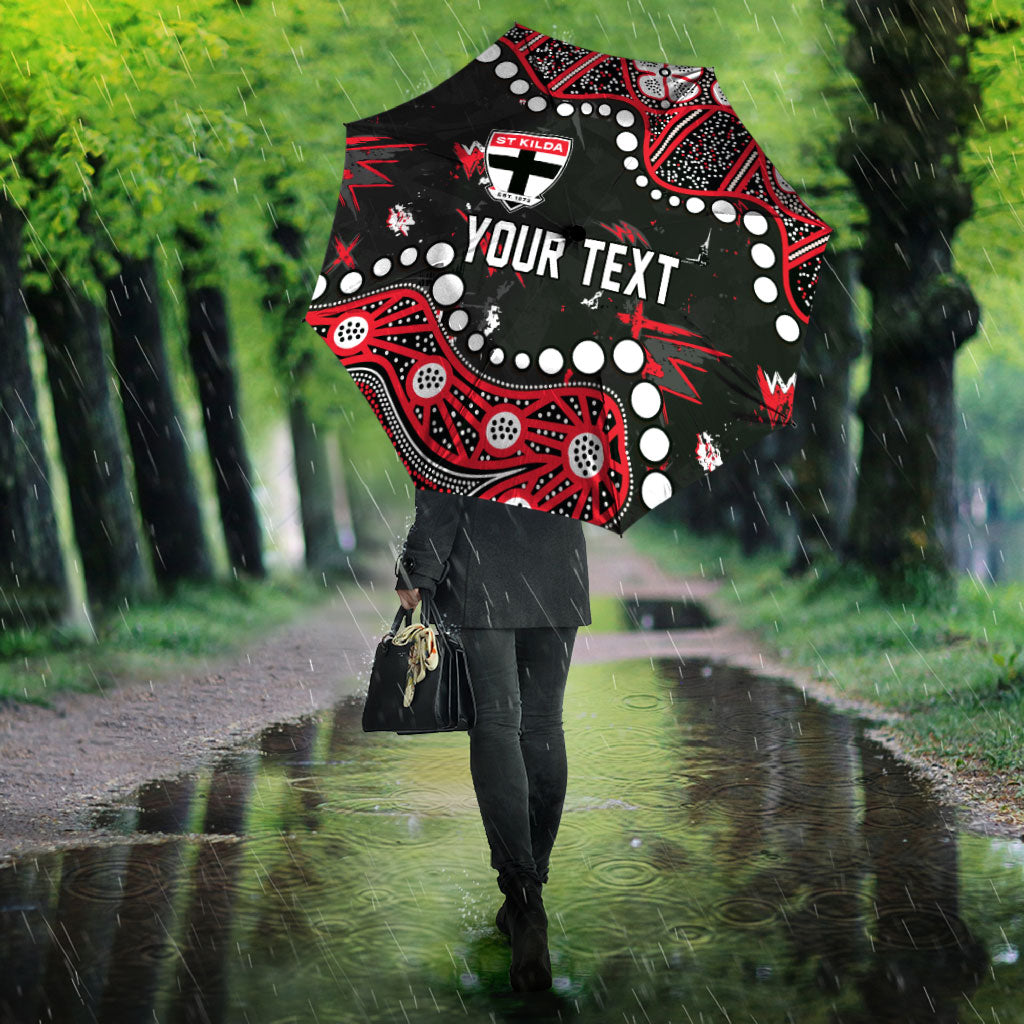Personalized St Kilda Saints Umbrella Aboriginal Pattern with Graffiti Style