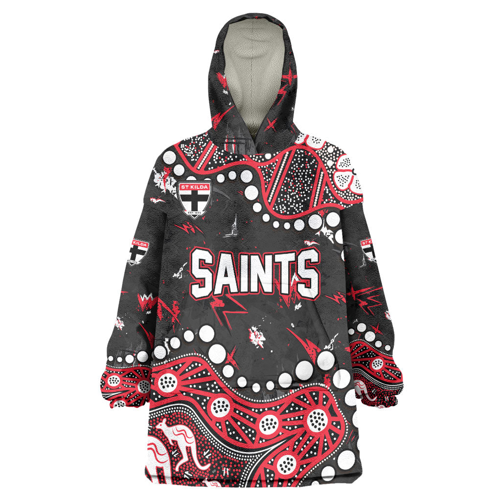 Personalized St Kilda Saints Wearable Blanket Hoodie Aboriginal Pattern with Graffiti Style