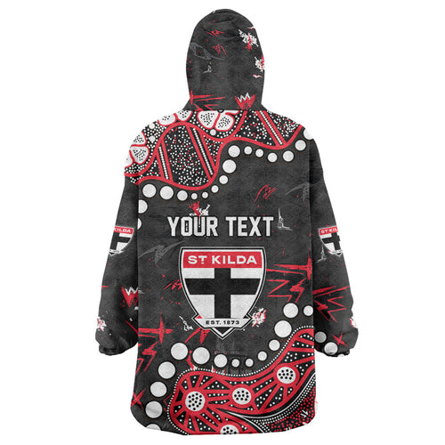 Personalized St Kilda Saints Wearable Blanket Hoodie Aboriginal Pattern with Graffiti Style
