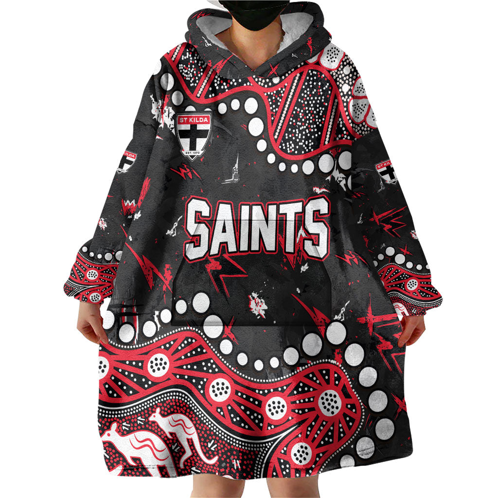 Personalized St Kilda Saints Wearable Blanket Hoodie Aboriginal Pattern with Graffiti Style