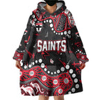 Personalized St Kilda Saints Wearable Blanket Hoodie Aboriginal Pattern with Graffiti Style