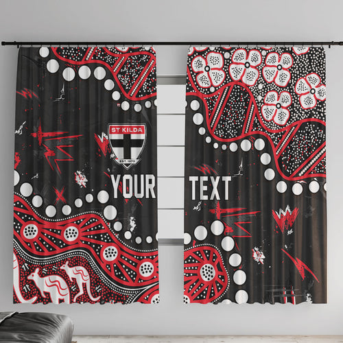 Personalized St Kilda Saints Window Curtain Aboriginal Pattern with Graffiti Style