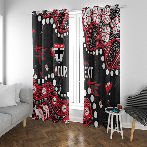 Personalized St Kilda Saints Window Curtain Aboriginal Pattern with Graffiti Style