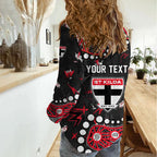 Personalized St Kilda Saints Women Casual Shirt Aboriginal Pattern with Graffiti Style