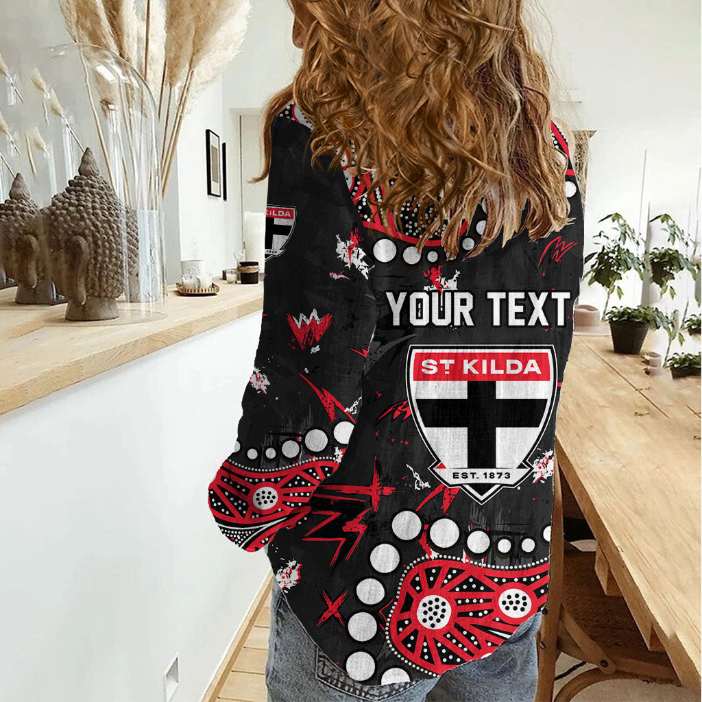 Personalized St Kilda Saints Women Casual Shirt Aboriginal Pattern with Graffiti Style