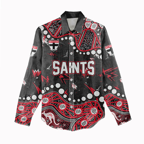 Personalized St Kilda Saints Women Casual Shirt Aboriginal Pattern with Graffiti Style