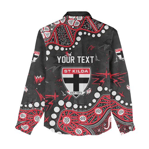 Personalized St Kilda Saints Women Casual Shirt Aboriginal Pattern with Graffiti Style