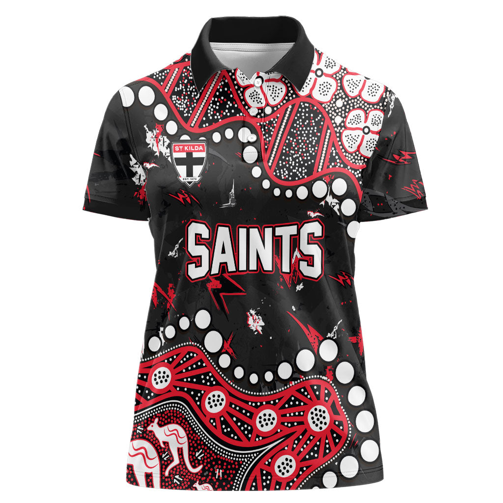 Personalized St Kilda Saints Women Polo Shirt Aboriginal Pattern with Graffiti Style