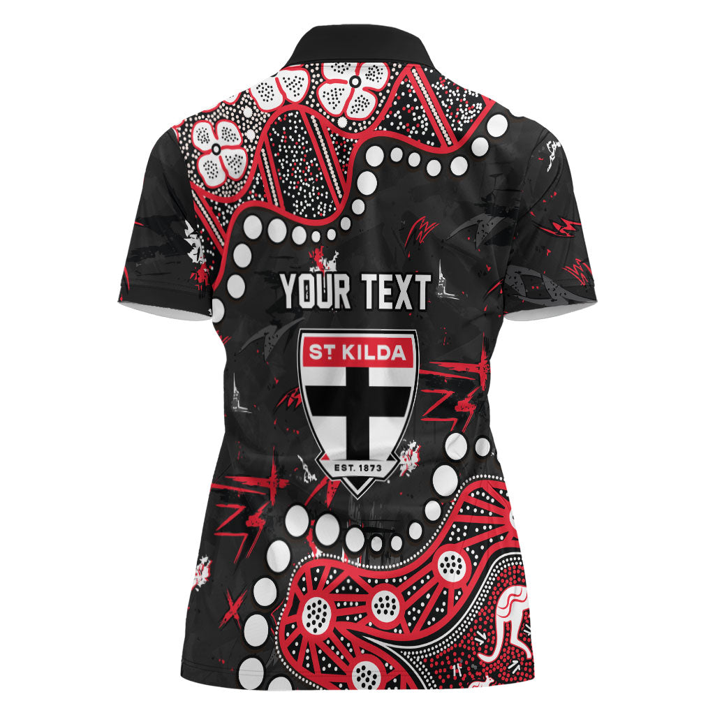 Personalized St Kilda Saints Women Polo Shirt Aboriginal Pattern with Graffiti Style
