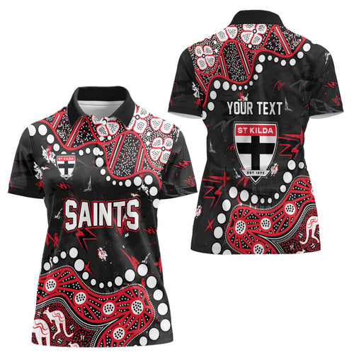 Personalized St Kilda Saints Women Polo Shirt Aboriginal Pattern with Graffiti Style