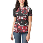 Personalized St Kilda Saints Women Polo Shirt Aboriginal Pattern with Graffiti Style