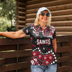 Personalized St Kilda Saints Women Polo Shirt Aboriginal Pattern with Graffiti Style