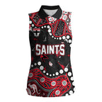 Personalized St Kilda Saints Women Sleeveless Polo Shirt Aboriginal Pattern with Graffiti Style
