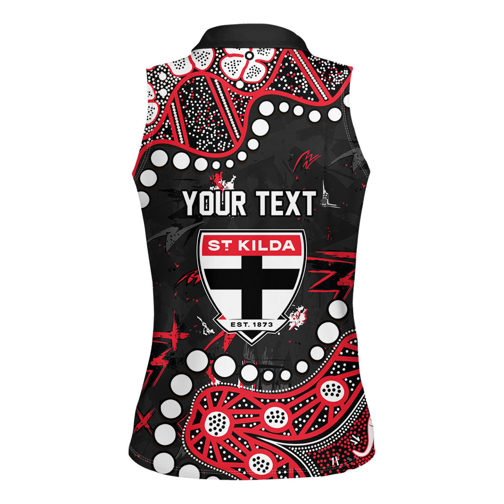 Personalized St Kilda Saints Women Sleeveless Polo Shirt Aboriginal Pattern with Graffiti Style