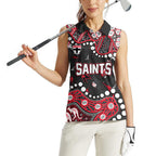 Personalized St Kilda Saints Women Sleeveless Polo Shirt Aboriginal Pattern with Graffiti Style