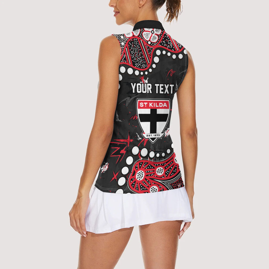 Personalized St Kilda Saints Women Sleeveless Polo Shirt Aboriginal Pattern with Graffiti Style